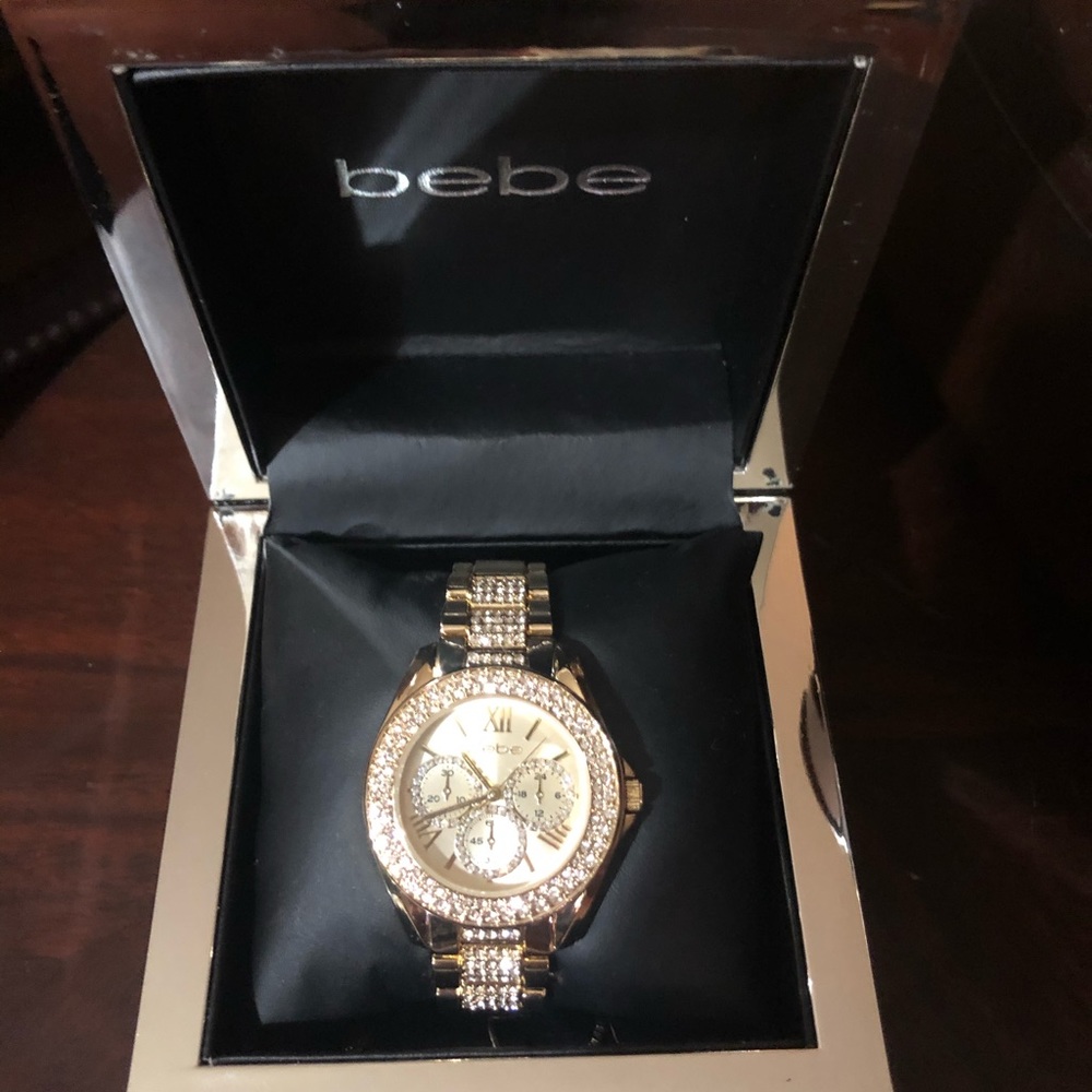 Bebe goldtone super blingy watch Authentic